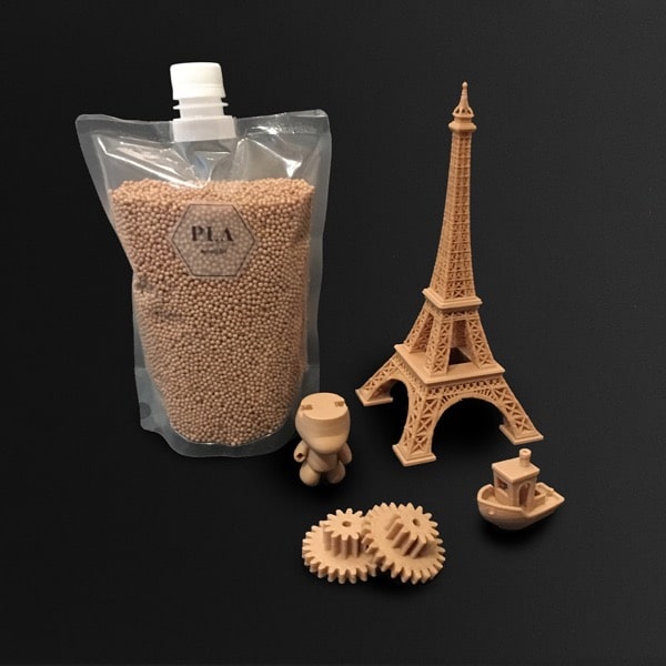 Material 3D printing PLA woodfill open to material industrial pellets direct extrusion
