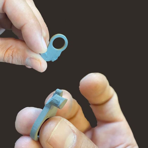 stainless steel ring holder Pollen AM mim metal cim ceramic technical 3D printing 3D printer industrial pellets granules extrusion small series medium series stainless steel thermoplastic granules open to materials multi-material
