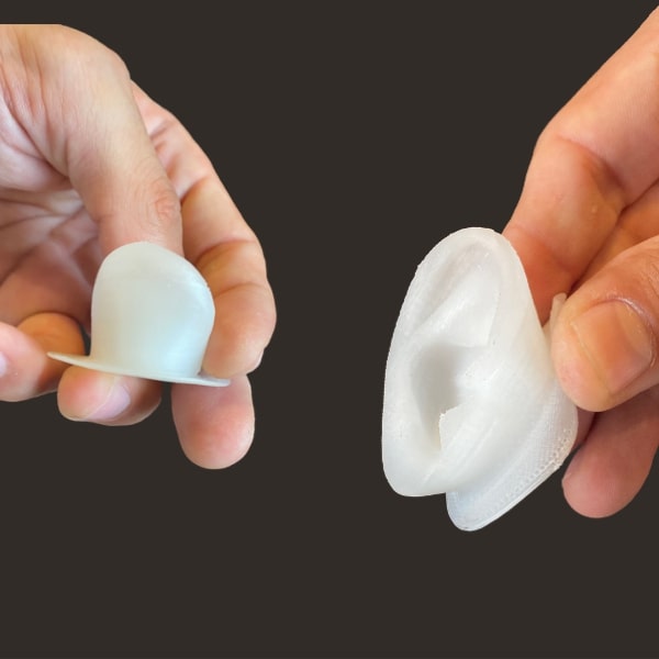 flexible ear TPE 45 shore A no shore hardness limit Pollen AM mim metal cim ceramic technical 3D printing 3D printer industrial pellets granules extrusion small series medium series stainless steel thermoplastic granules open to materials multi-material