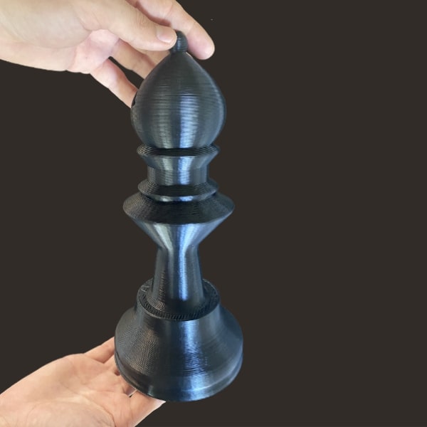 Large Chess Bishop gaming game Pollen AM  mim metal cim ceramic technical 3D printing 3D printer industrial pellets granules extrusion small series medium series stainless steel thermoplastic granules open to materials multi-material