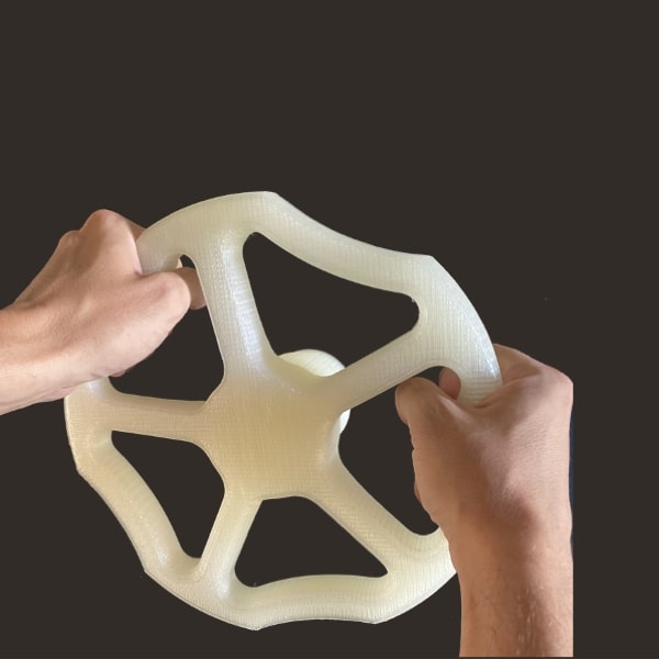 FGF Fused Granulate Fabrication FGM Fused Granulate Modeling large valve actuator Pollen AM mim metal cim ceramic technical 3D printing 3D printer industrial pellets granules extrusion small series medium series stainless steel thermoplastic granules open to materials multi-material