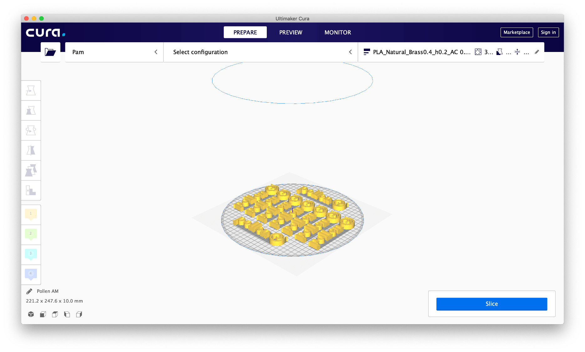 Scale 3D file in the slicing software 3D printing 3D printer additive manufacturong Pollen AM Pam 3D printers Cura