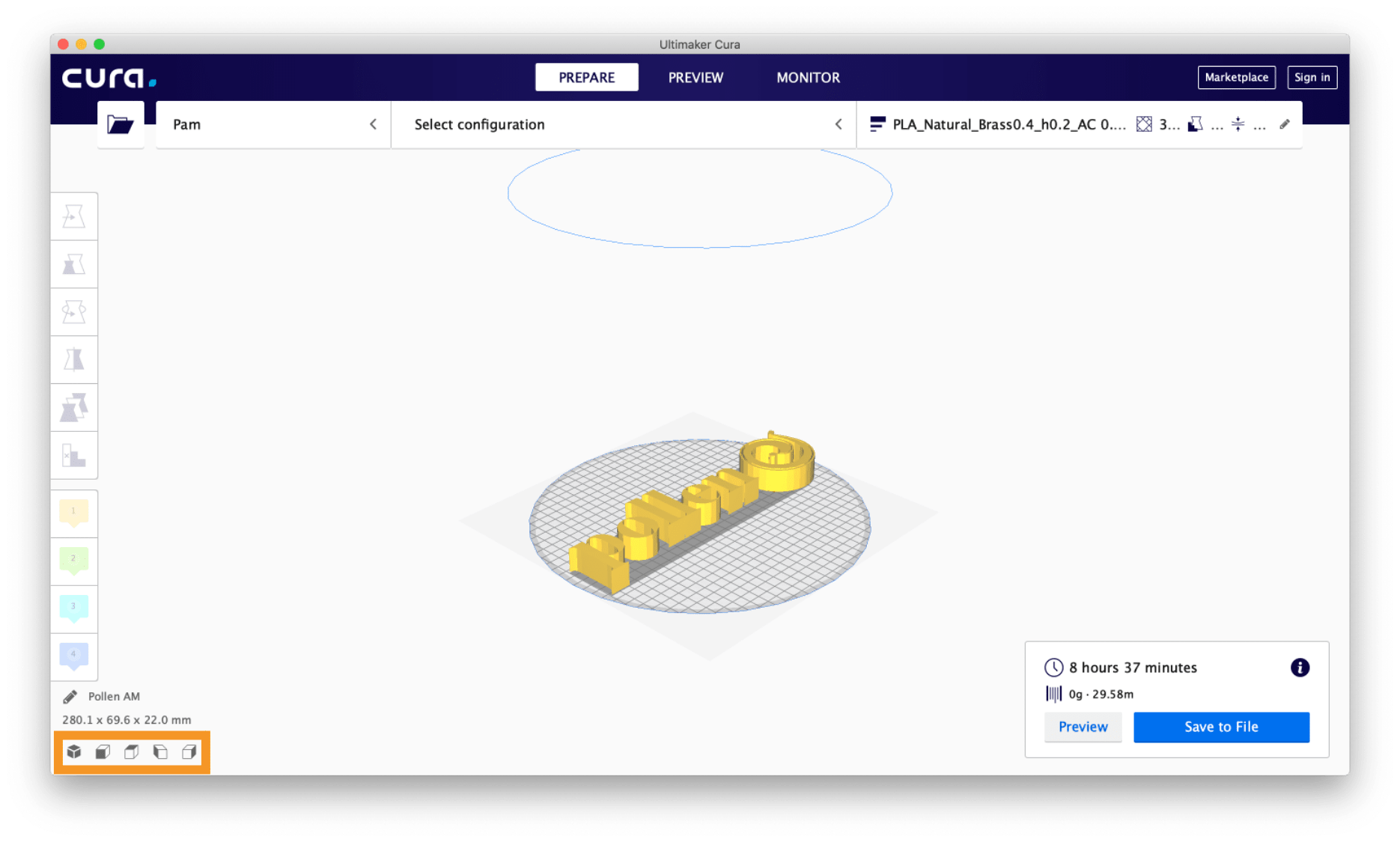 Déplacer un fichier 3D vers un logiciel de découpe Impression 3D Imprimante 3D Fabrication additive Pollen AM Pam Imprimantes 3D Cura