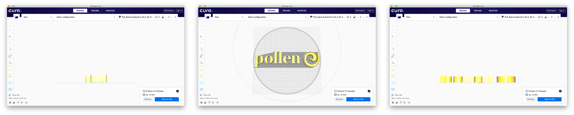 Déplacer un fichier 3D vers un logiciel de découpe Impression 3D Imprimante 3D Fabrication additive Pollen AM Pam Imprimantes 3D Cura