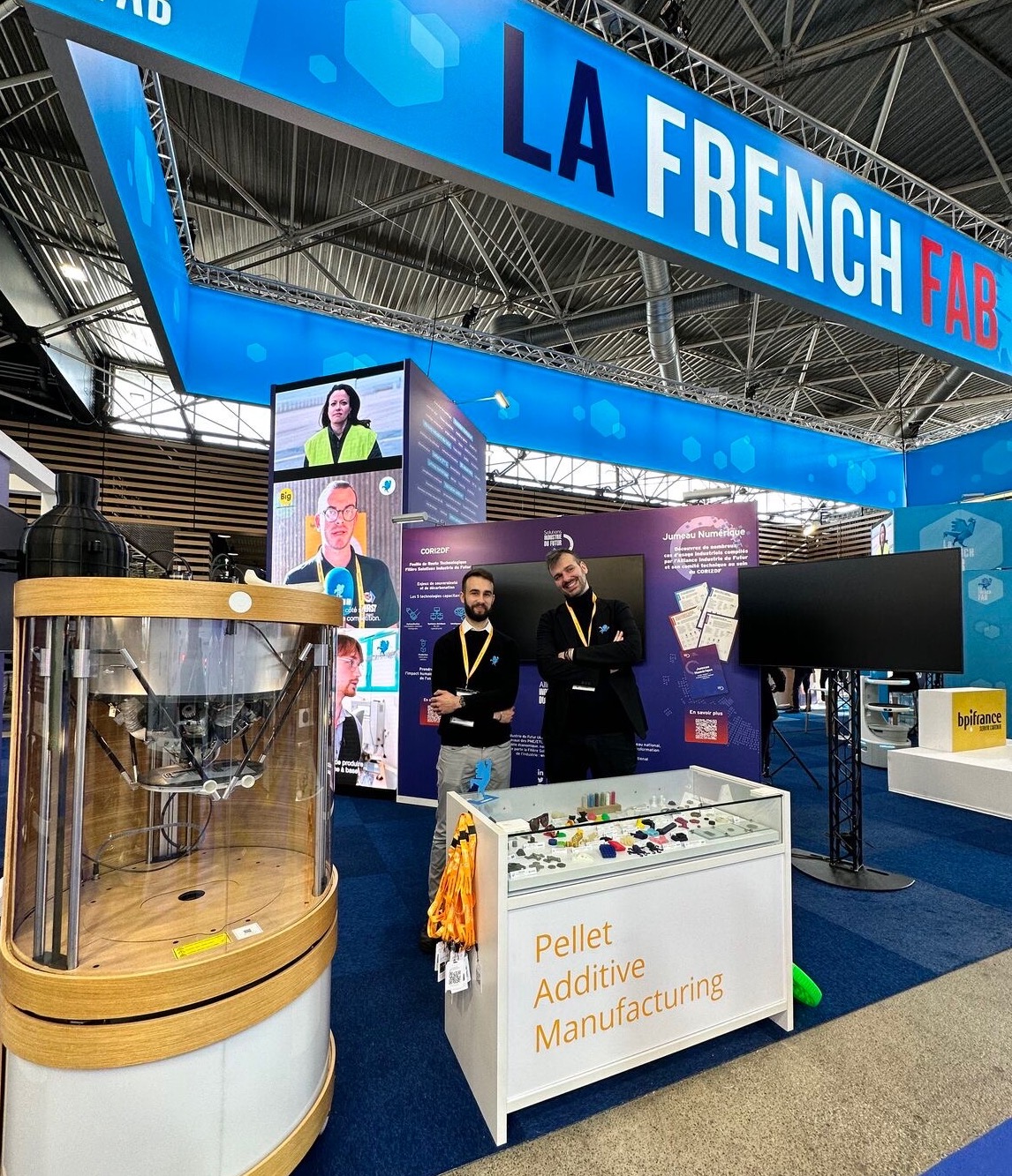 FGF Fused Granulate Modeling FGM Fused Granulate Modeling 3D print Paris 2022 Pollen AM mim metal cim ceramic technical 3D printing 3D printer industrial pellets granules extrusion small series medium series stainless steel thermoplastic granules open to materials multi-material